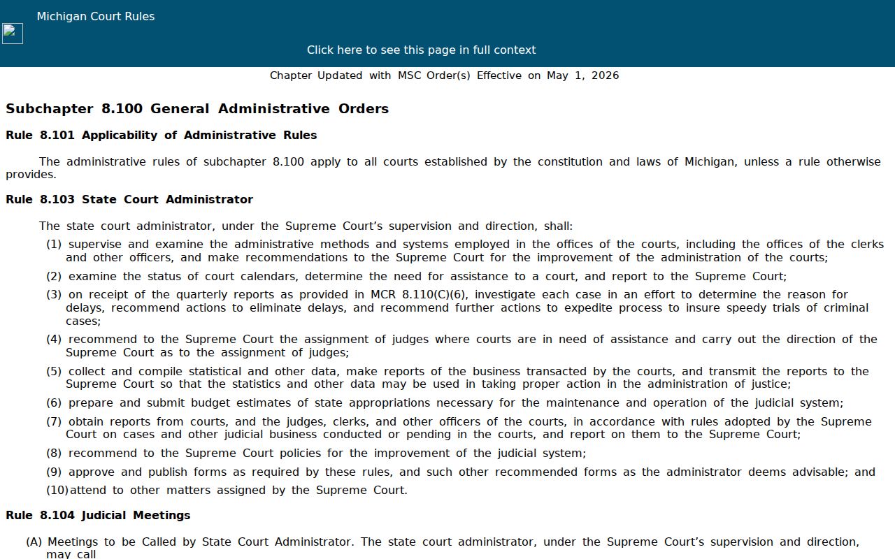 Crawford County court case records Michigan access rule
