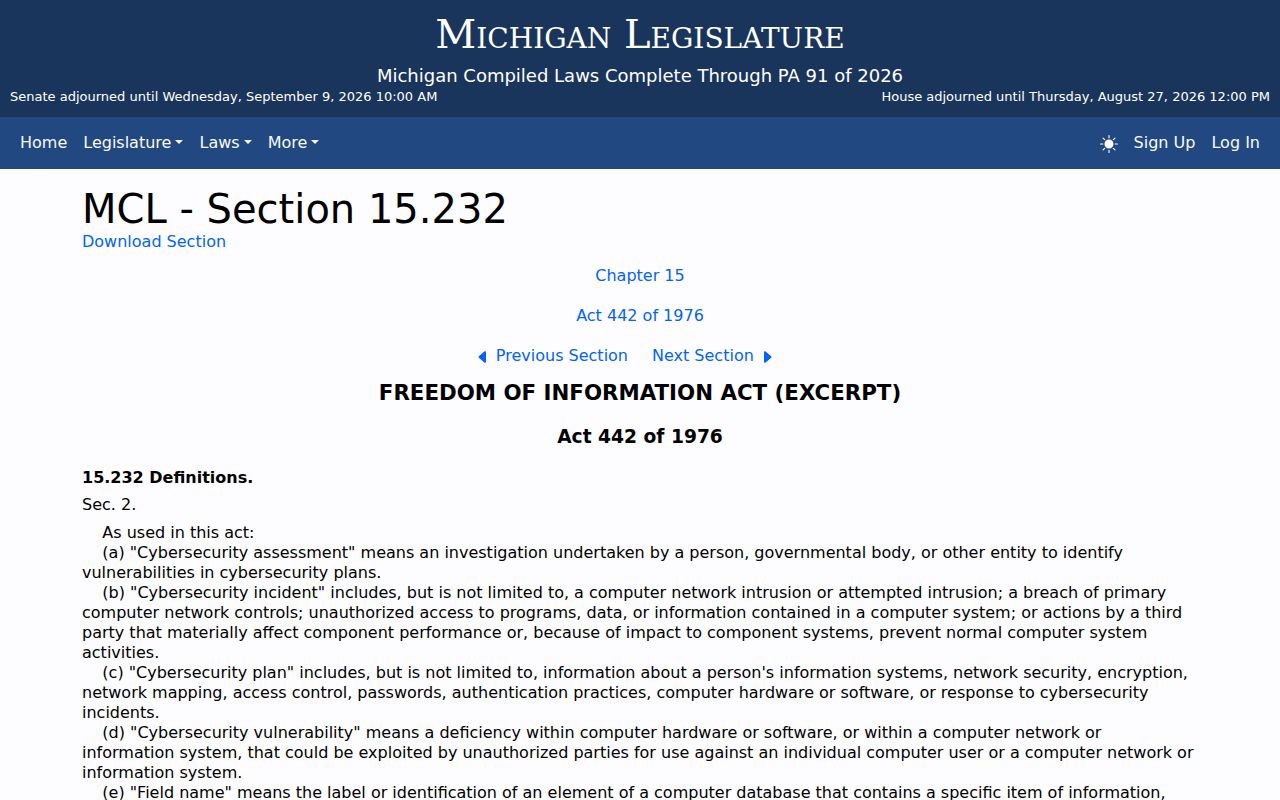 Crawford County court case records Michigan FOIA judicial exclusion