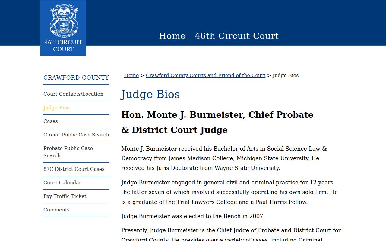 Crawford County criminal court docket judicial roles