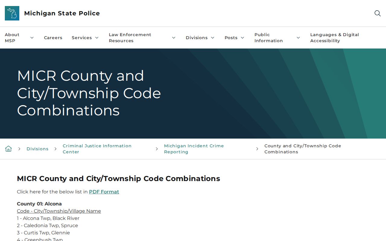 Grayling court records locality-code reference